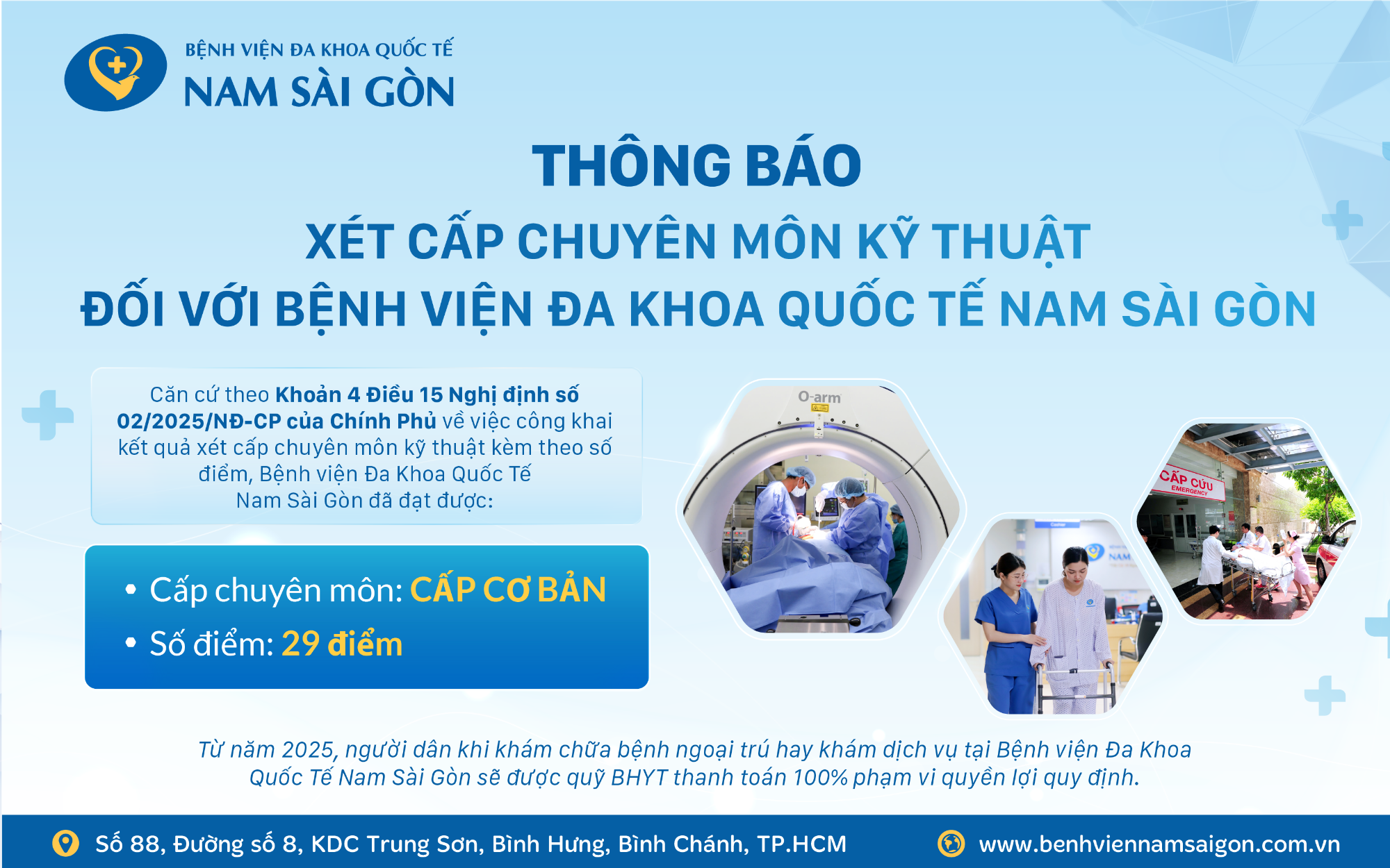 THÔNG BÁO XÉT CẤP CHUYÊN MÔN KỸ THUẬT THANH TOÁN 100% MỨC HƯỞNG BẢO HIỂM Y TẾ