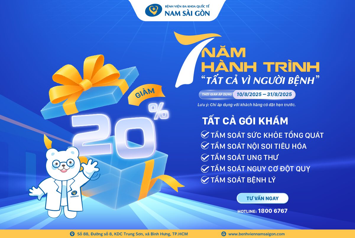 ƯU ĐÃI 20% GÓI KHÁM – MỪNG CỘT MỐC 7 NĂM HÀNH TRÌNH CHĂM SÓC SỨC KHỎE