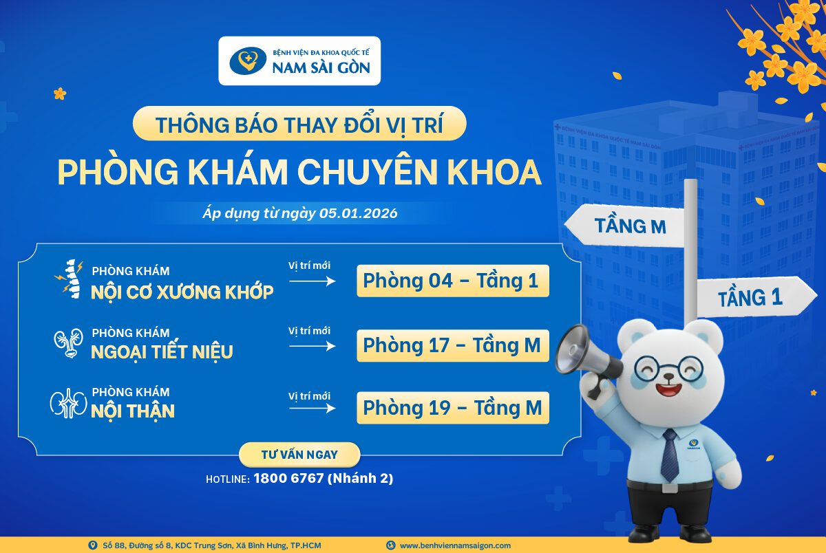 THÔNG BÁO THAY ĐỔI VỊ TRÍ MỘT SỐ PHÒNG KHÁM CHUYÊN KHOA TỪ NGÀY 05/01/2026